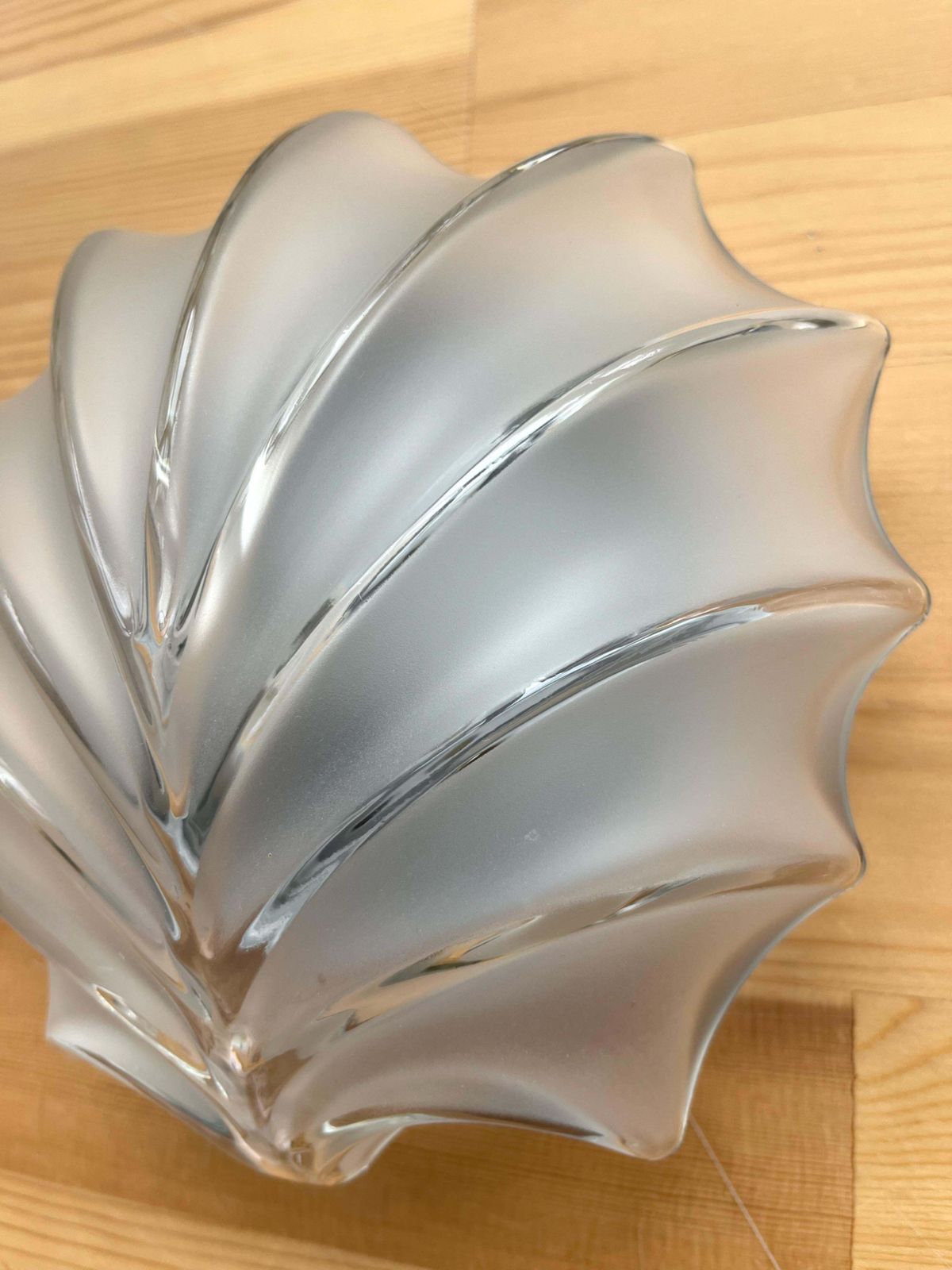 photo for sale German Mid Century Shell Clear Glass Pair Of Wall Sconces By Hillebrand, 1970s