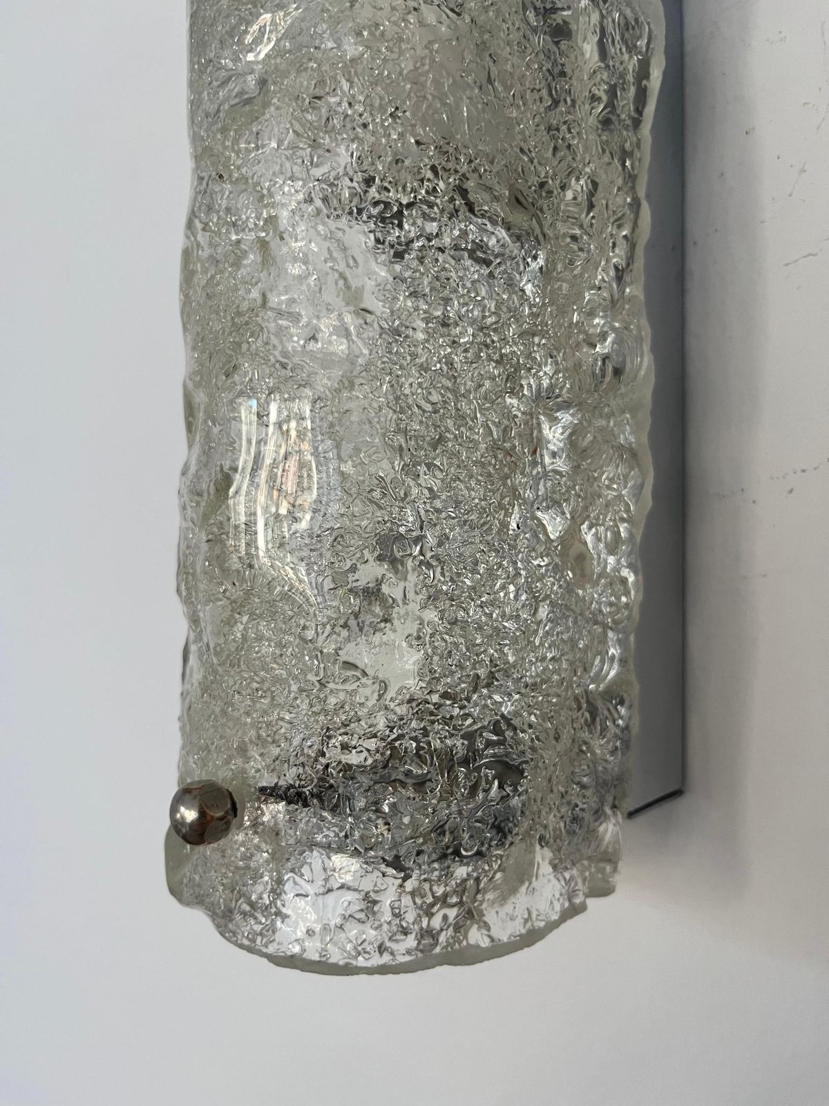 photo for sale German Midcenturry Pair Of Murano Ice Glass Wall Sconces By Hillebrand, 1970s