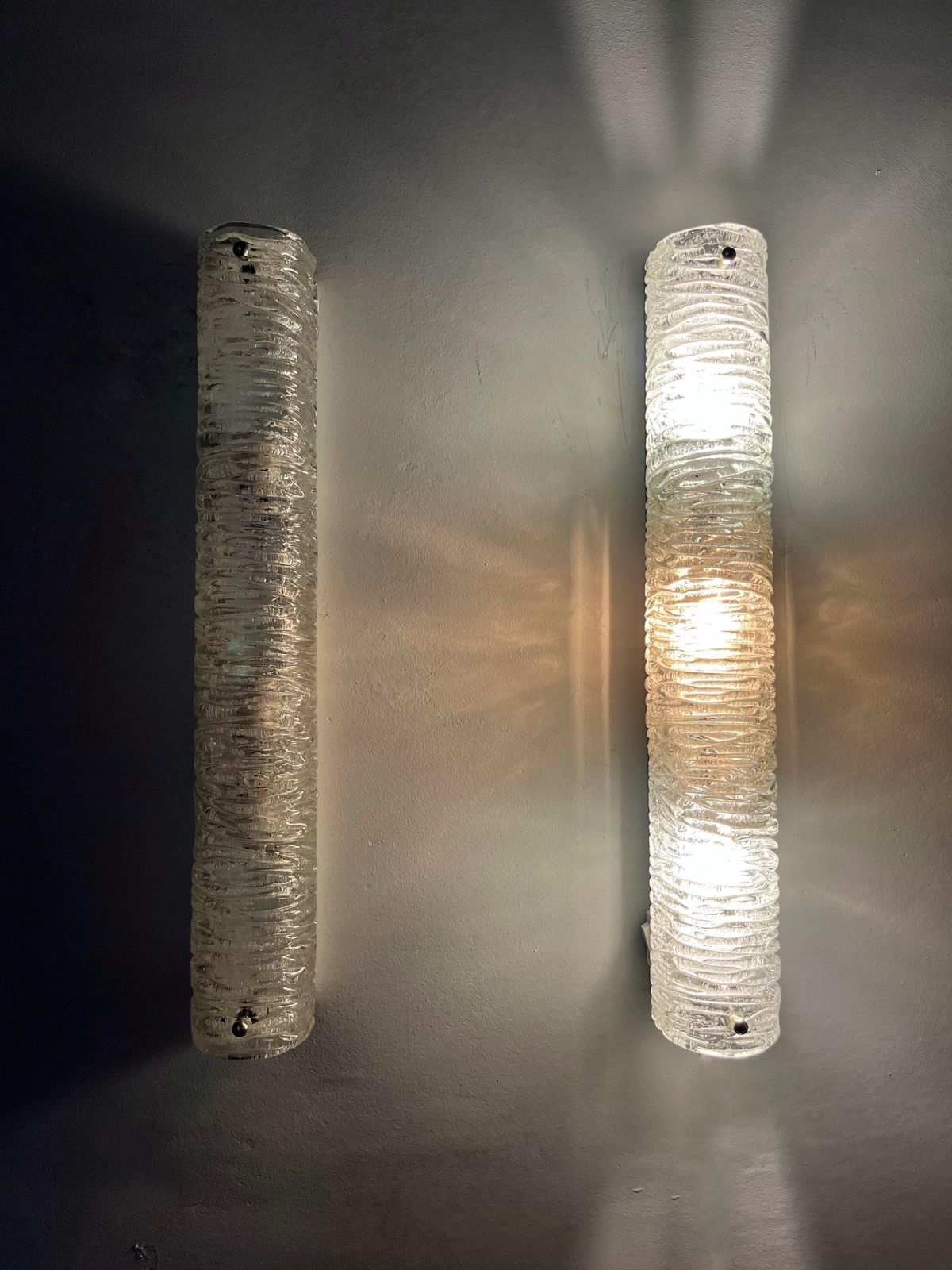 Lighting German Midcentury Pair Of Murano Glass Wall Sconces By Hillebrand, 1970s photo