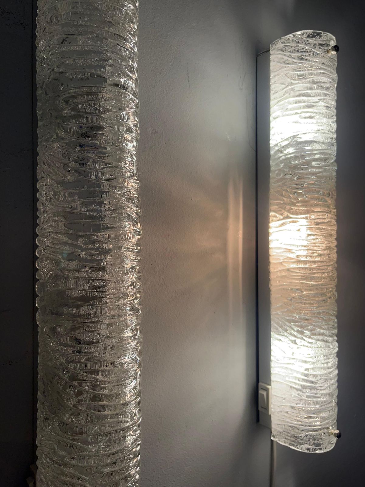 2544.0 German Midcentury Pair Of Murano Glass Wall Sconces By Hillebrand, 1970s photo