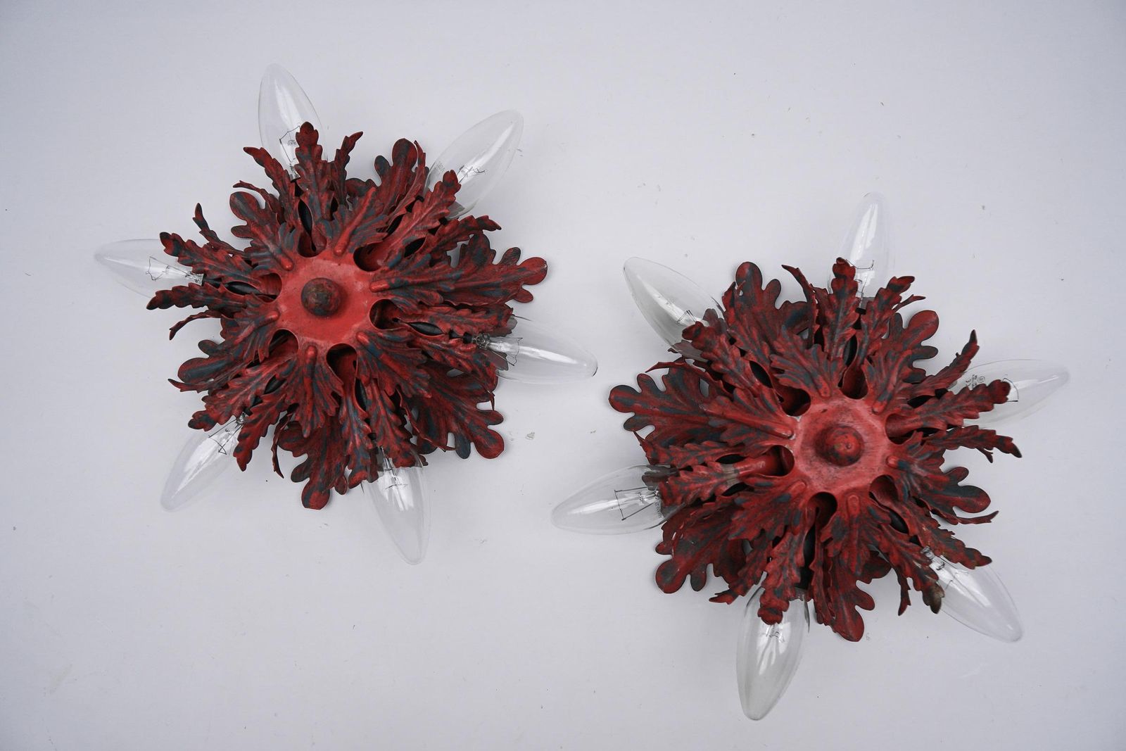 552.0 Red Florentine Ceiling Lamp By Banci Firenze, 1960s photo