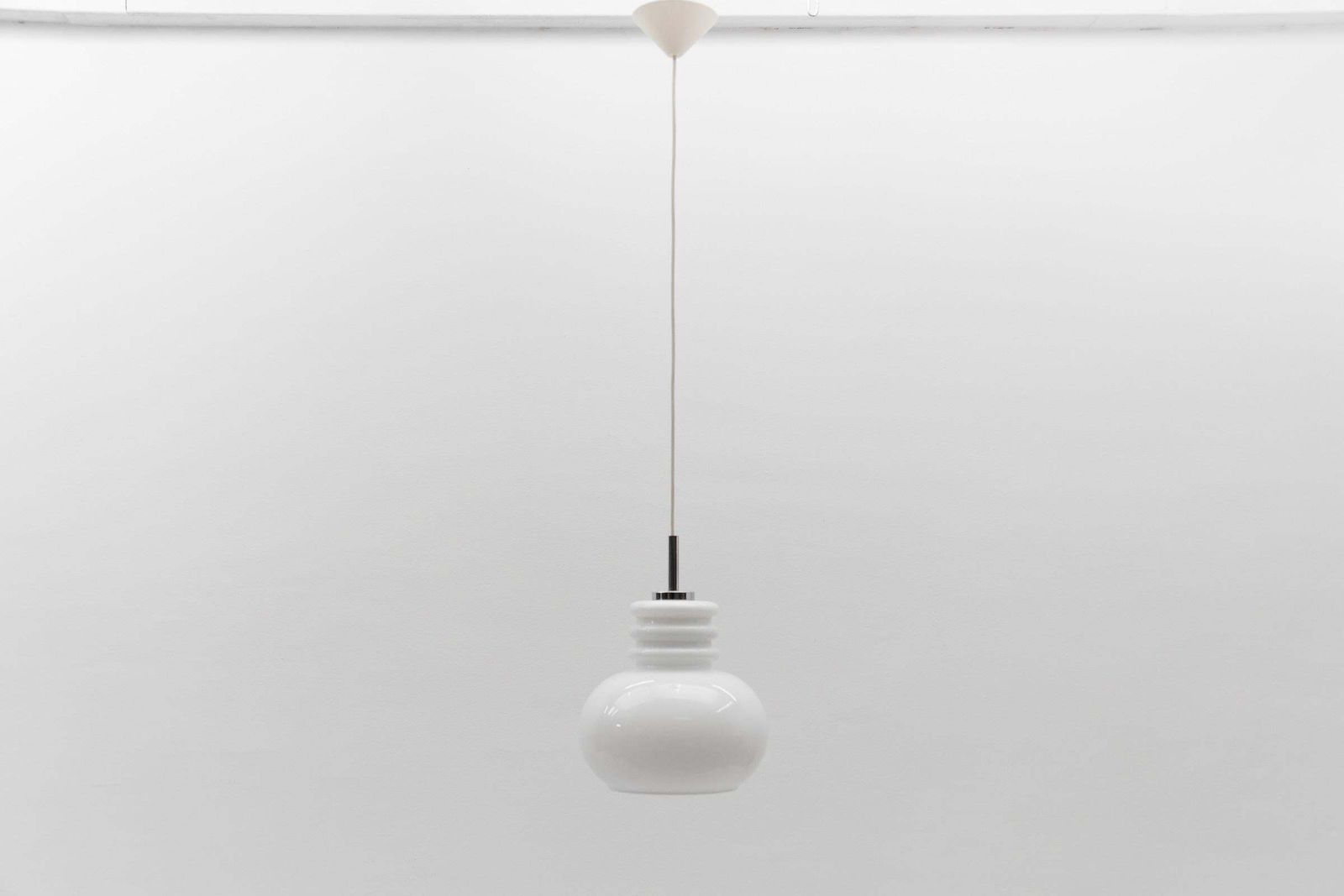 Lovely White Glass Ceiling Lamp By Peill & Putzler, 1960s photo for sale