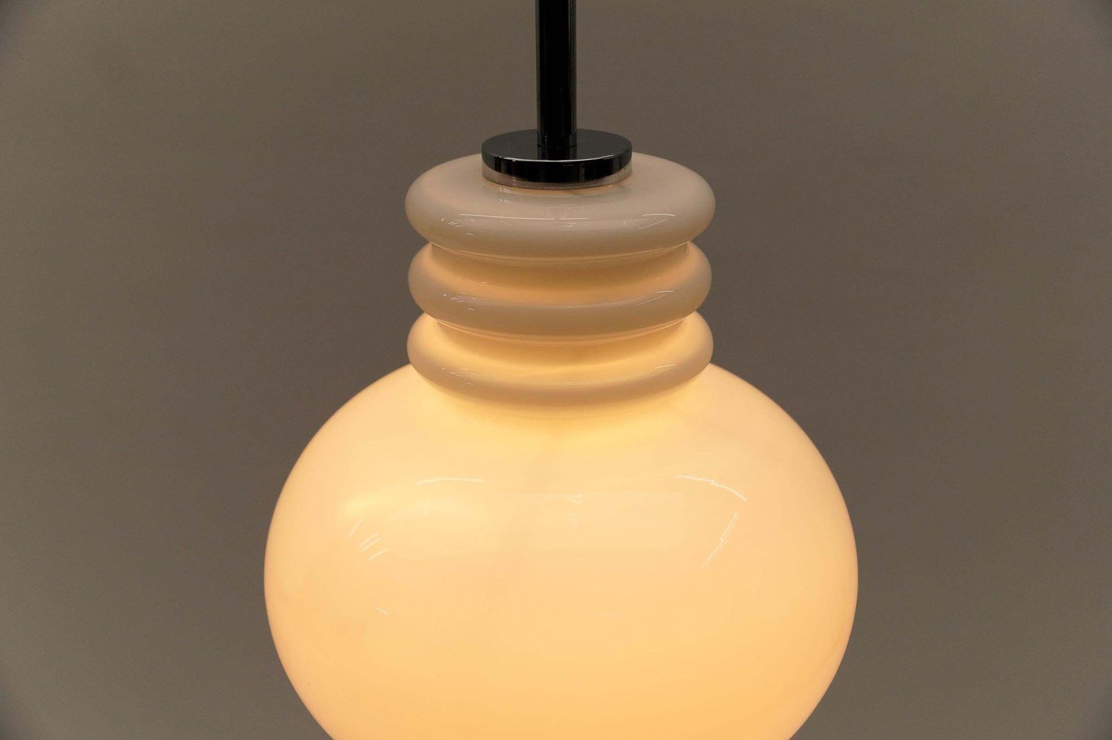 photo furniture Lovely White Glass Ceiling Lamp By Peill & Putzler, 1960s