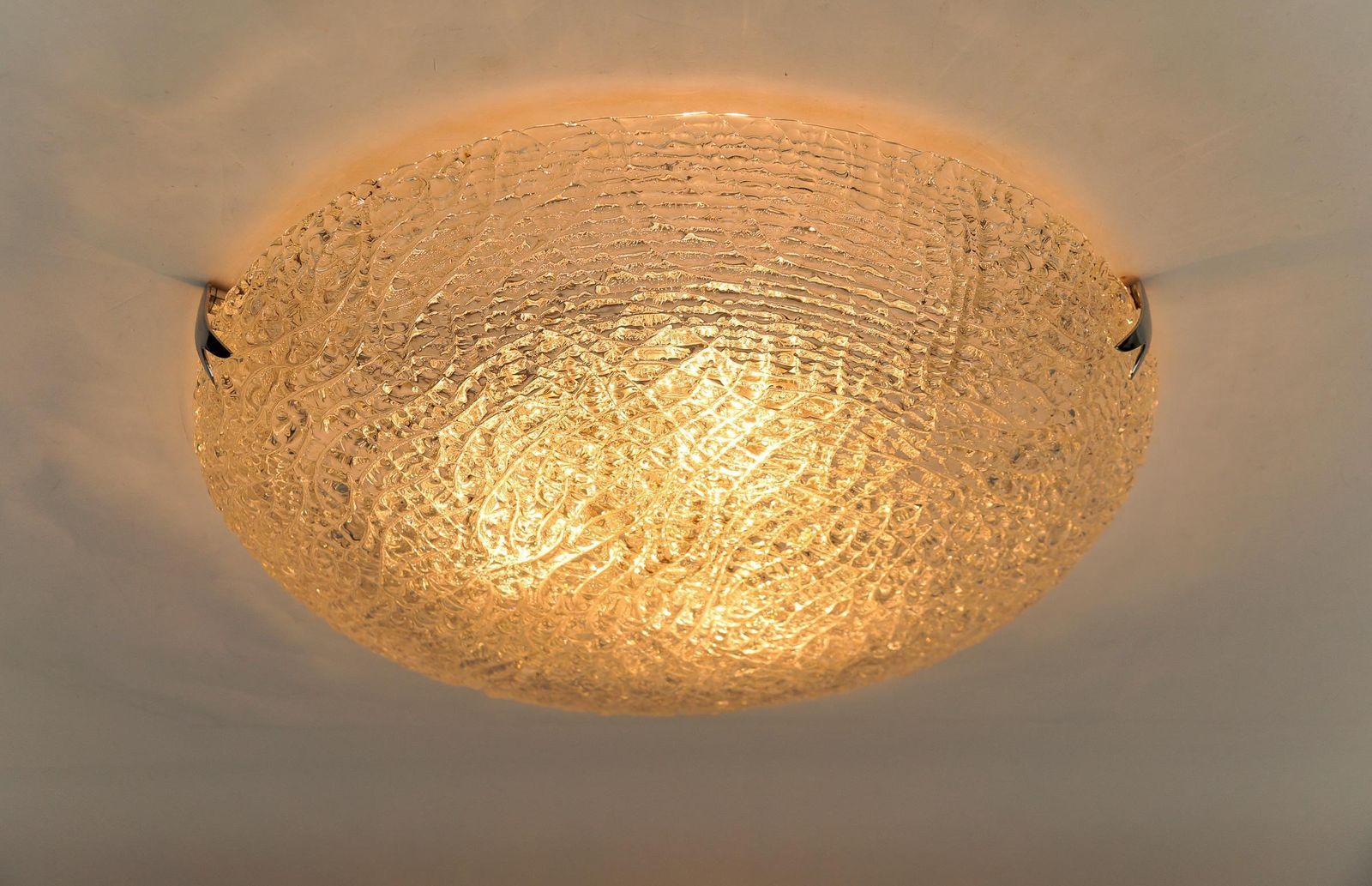 1. Of 2 Huge Glass Flush Mount By Kaiser Leuchten, 1960s Germany photo vintage