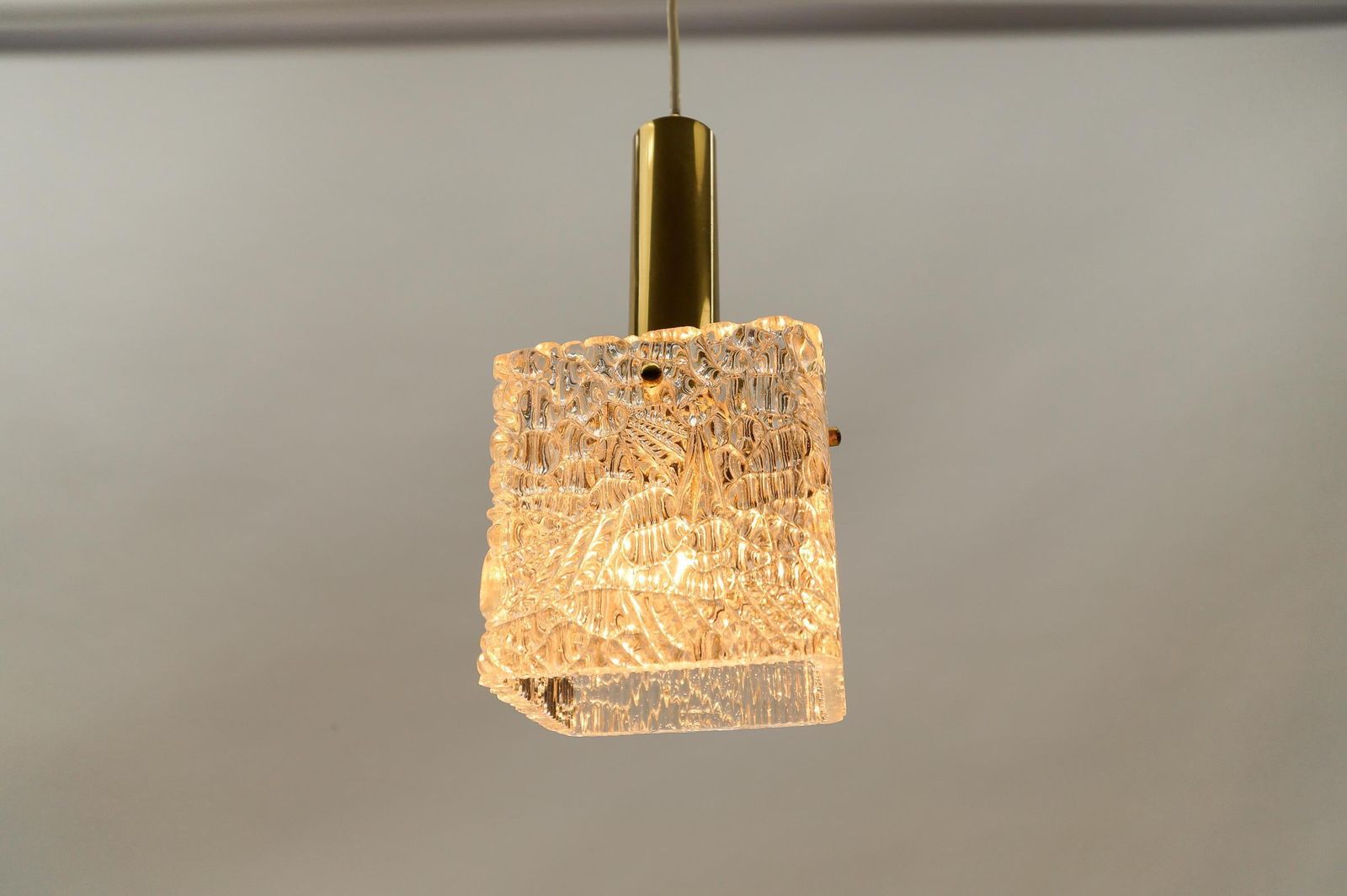 Petite Ice Glass Ceiling Lamp By Kalmar Franken Kg, Germany 1960s photo vintage