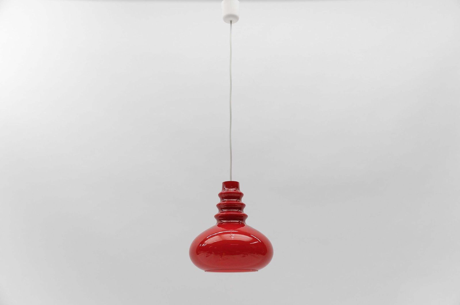 Lovely Lipstick Red Glass Ceiling Lamp By Peill & Putzler, 1960s photo for sale