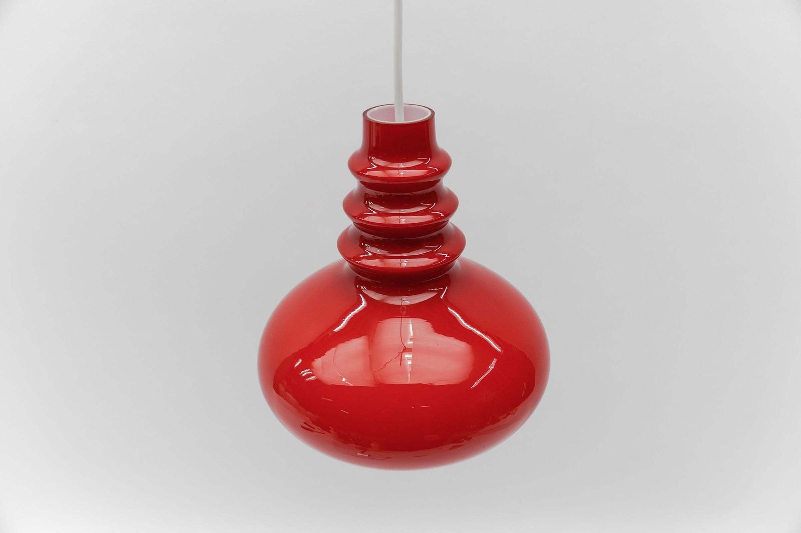 Lovely Lipstick Red Glass Ceiling Lamp By Peill & Putzler, 1960s photo vintage