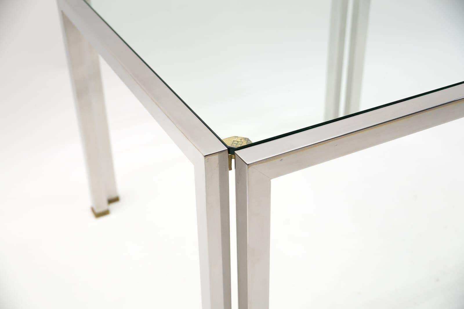 Pair Of Brass, Chrome And Glass T28 Coffee Tables By Peter Ghyczy, 1970s Germany photo vinterior