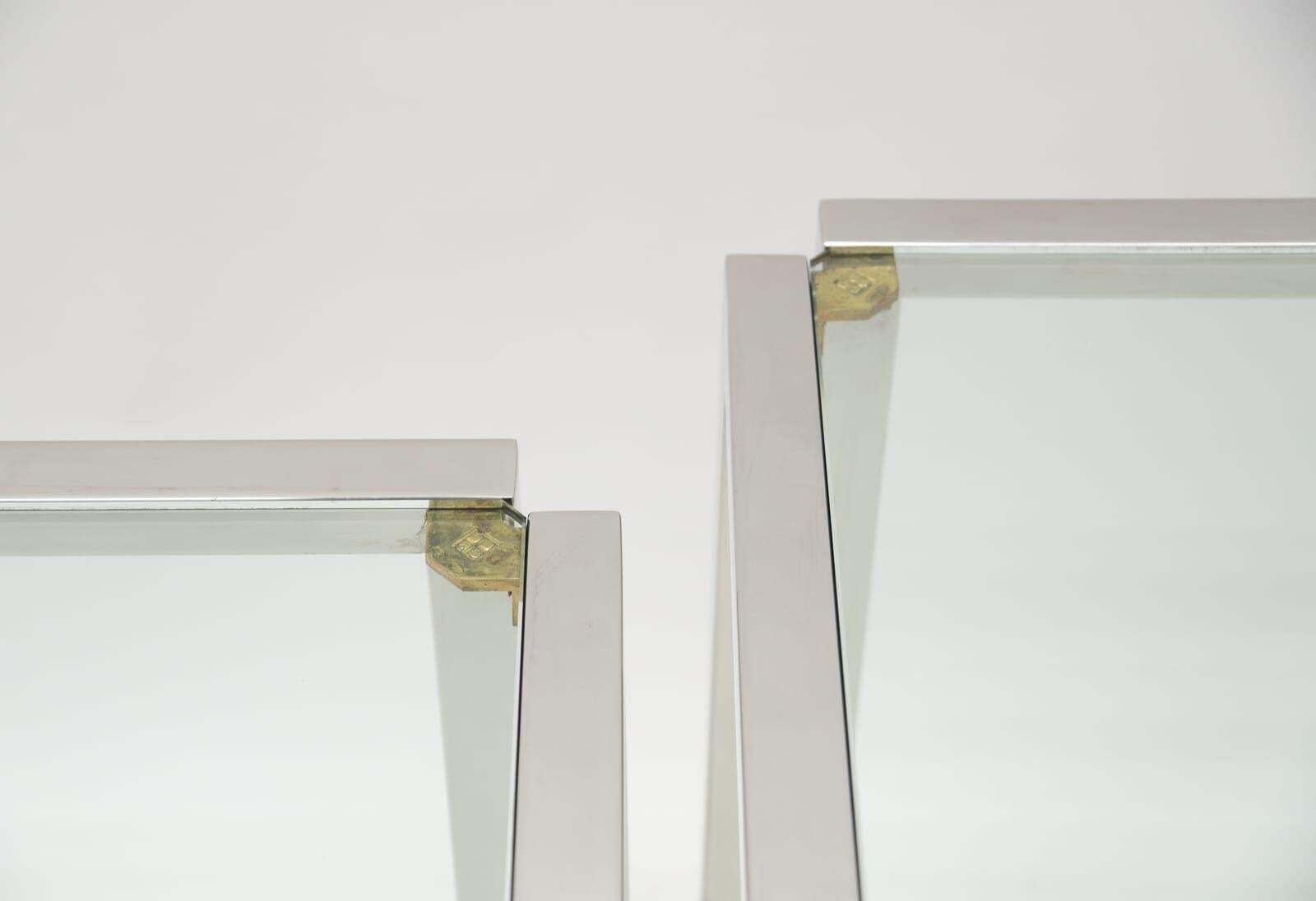 Pair Of Brass, Chrome And Glass T28 Coffee Tables By Peter Ghyczy, 1970s Germany photo buy