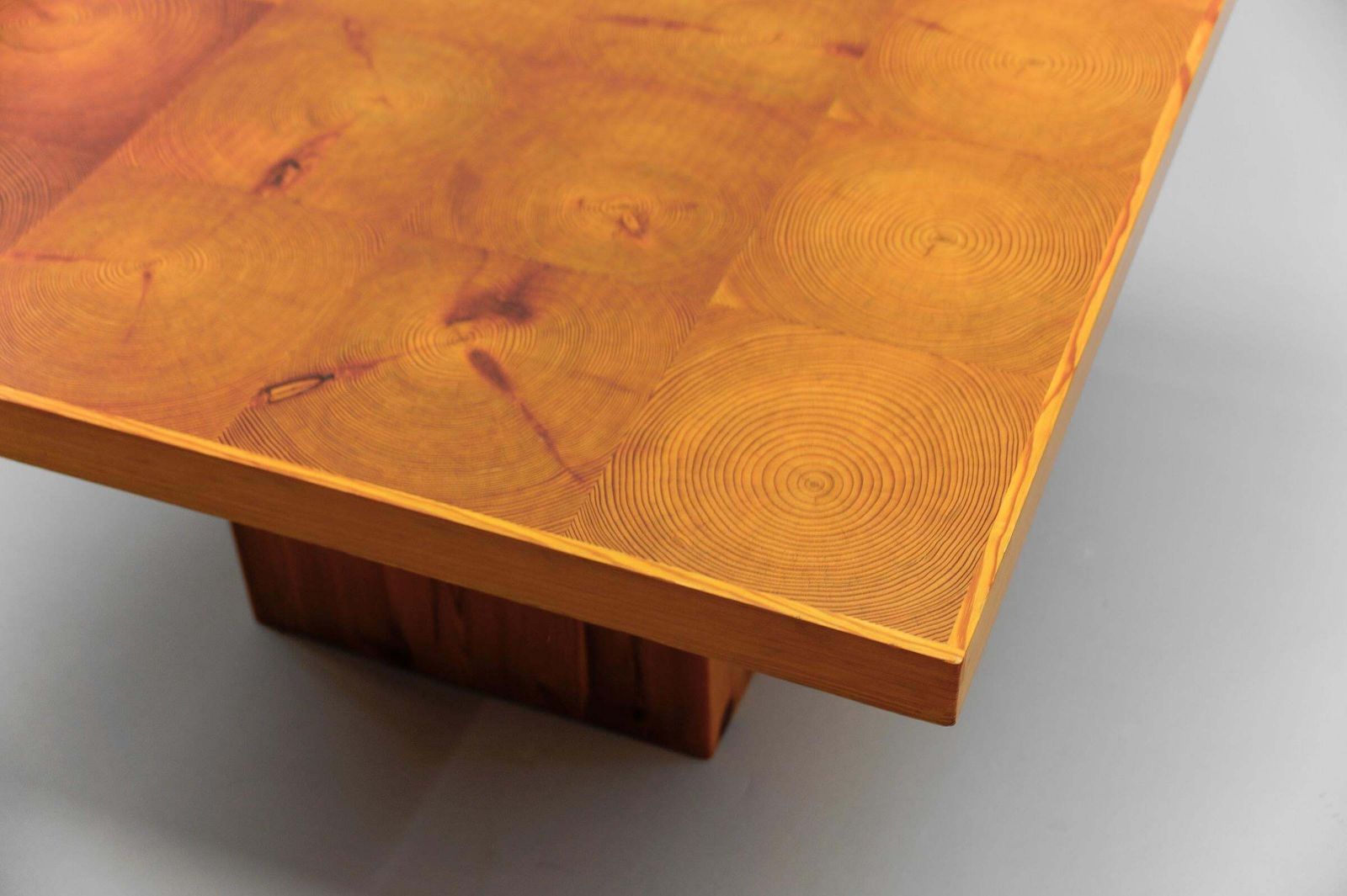 Furniture Mid Century Modern Square Pine Wood Coffee Table, Scandinavian Modern 1960s photo