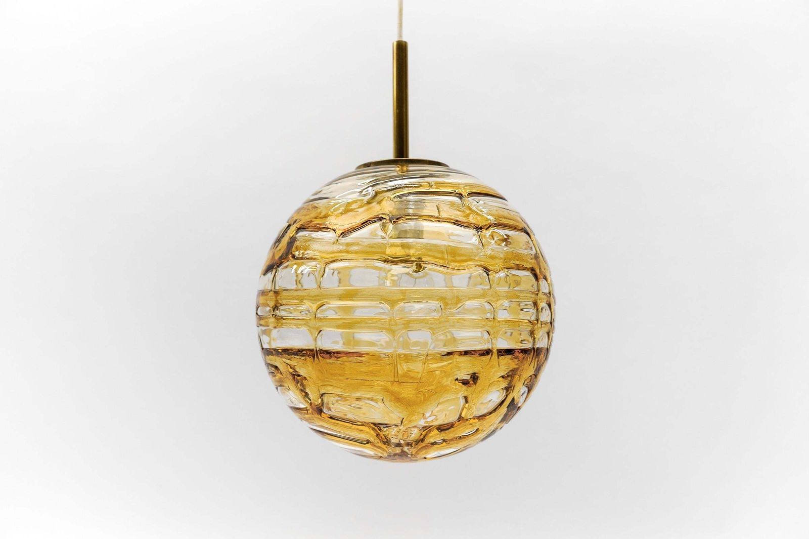 photo for sale Beautiful Yellow Murano Glass Ball Pendant Lamp By Doria,   1960s Germany