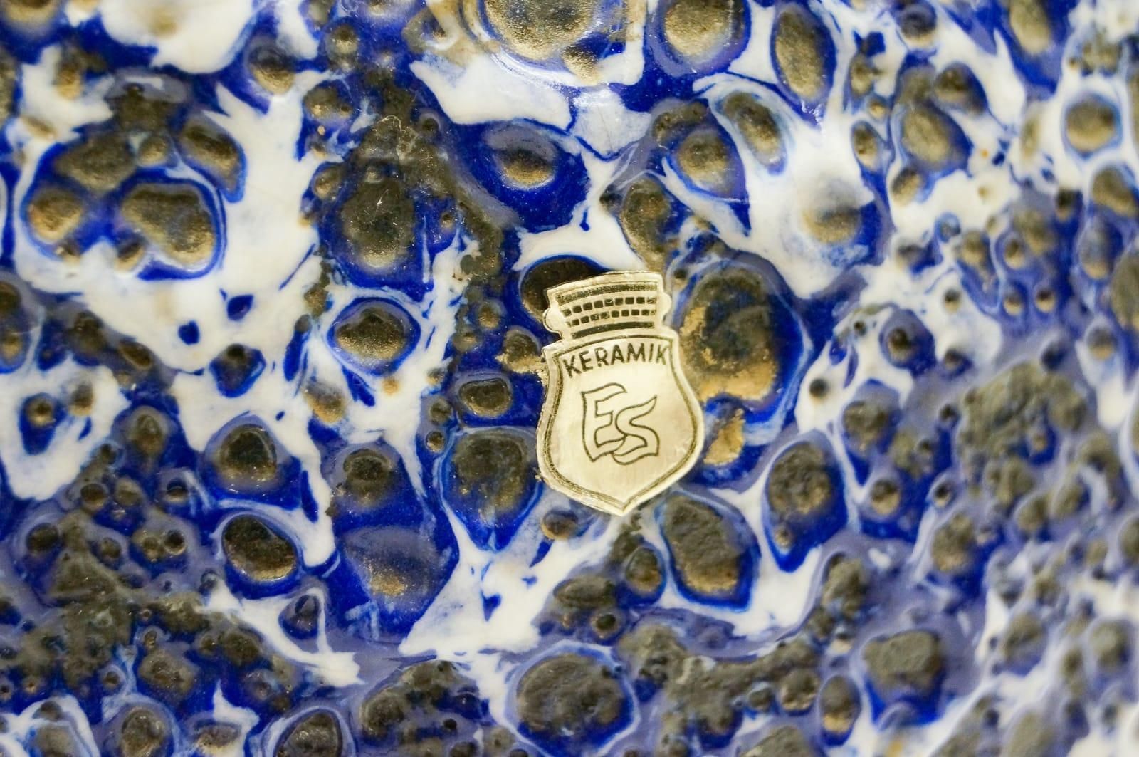 photo buy Very Rare Awesome Huge Blue And White Fat Lava Vase By Es Keramik, Germany 1950s