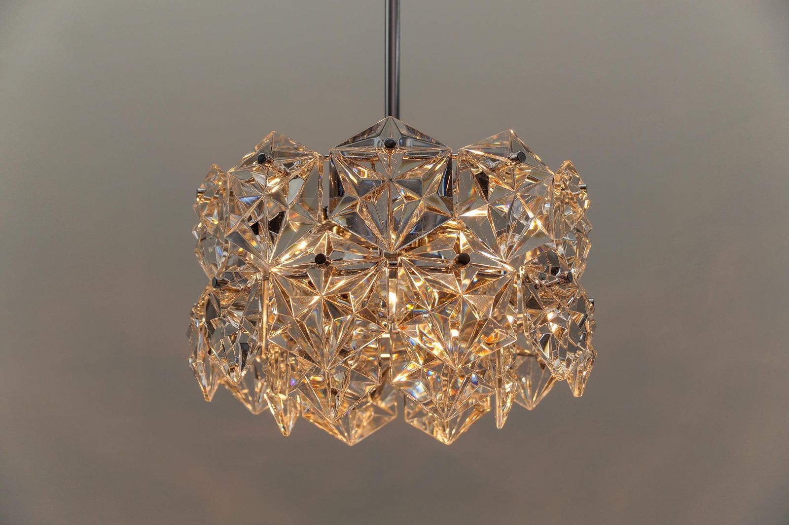 Stunning Chandelier Made Of Chrome And Crystal Glass By Kinkeldey, 1970s Germany photo buy