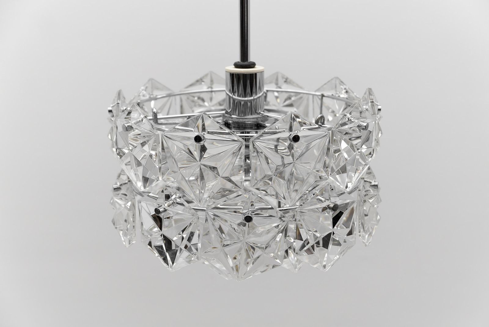 Stunning Chandelier Made Of Chrome And Crystal Glass By Kinkeldey, 1970s Germany photo vintage