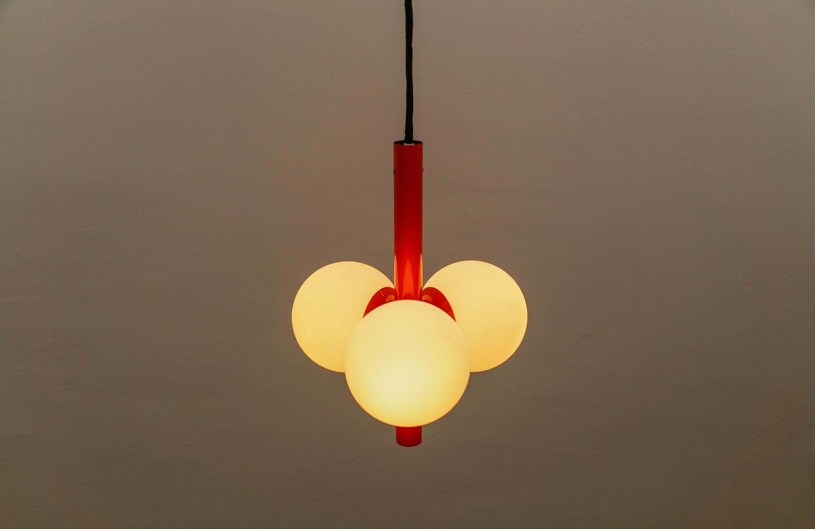 Orange Mid Century Modern Sputnik Pendant Lamp By Kaiser Leuchten, Germany 1960s photo vinterior