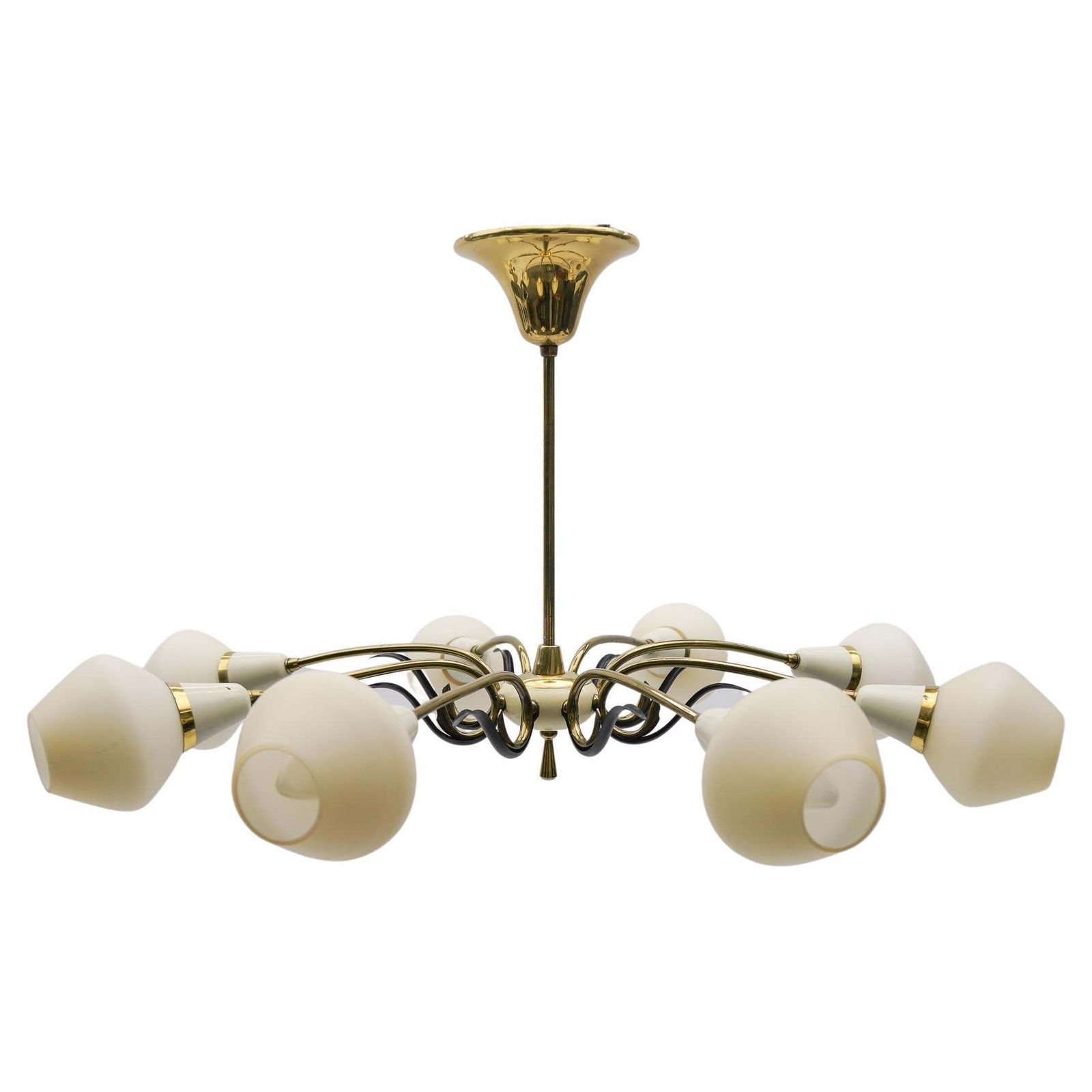 Ceiling 8 Light Sputnik Lamp In The Style Of Arteluce, Italy 1950s