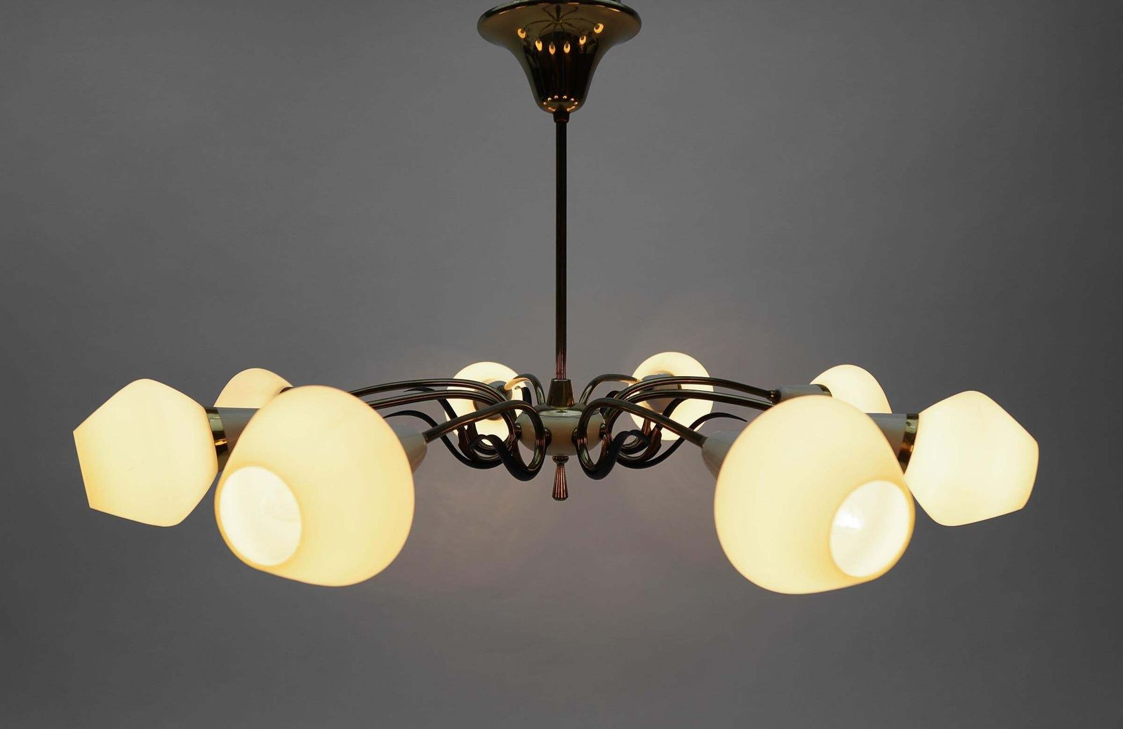 Ceiling 8 Light Sputnik Lamp In The Style Of Arteluce, Italy 1950s photo for sale