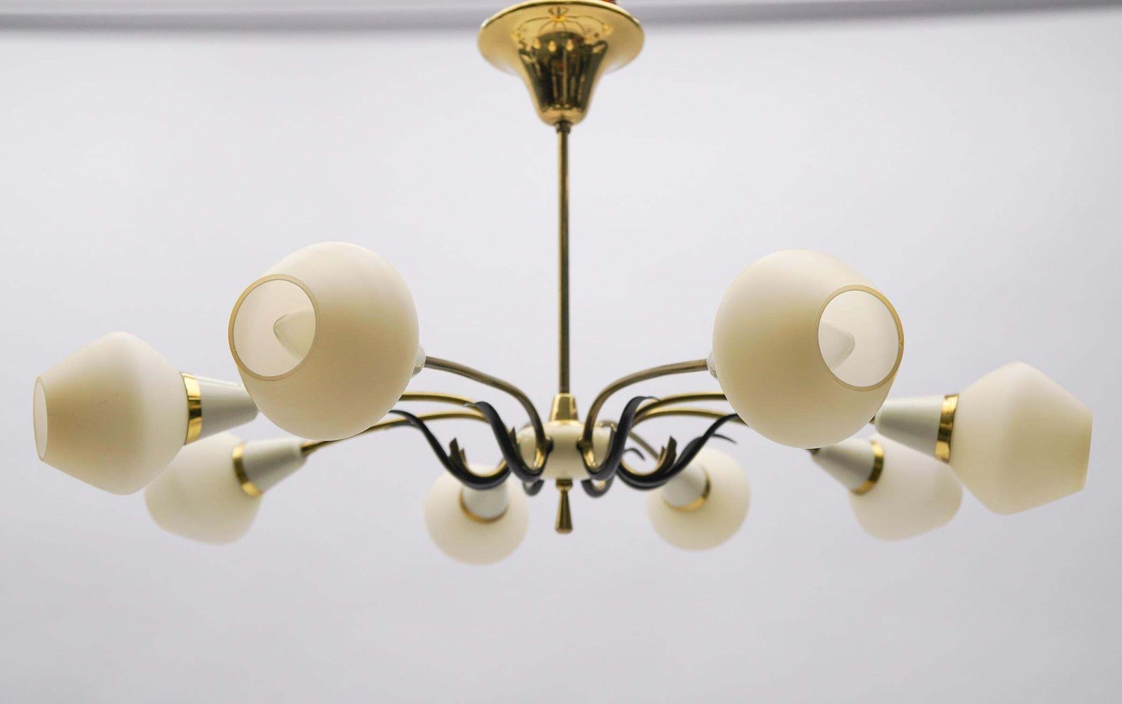 Ceiling 8 Light Sputnik Lamp In The Style Of Arteluce, Italy 1950s photo Lighting