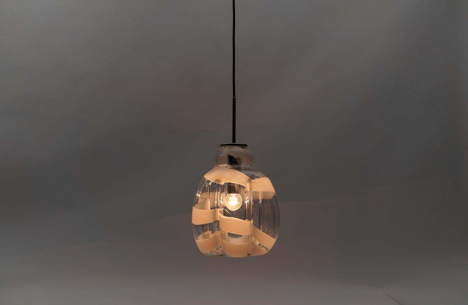Mid Century Modern Chrome & Murano Glass Pendant Lamp By Doria, 1960s Germany photo Lighting
