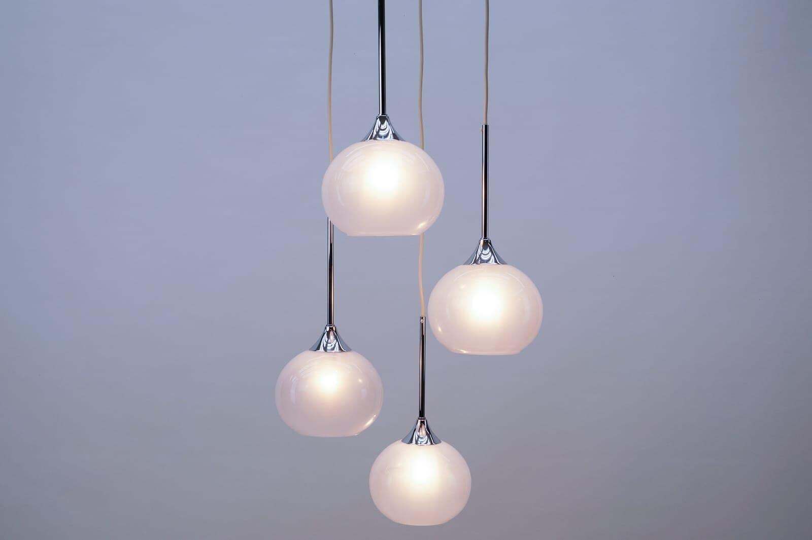Very Rare Milk Glass Cascading Lamp From Italy, 1960s photo Lighting