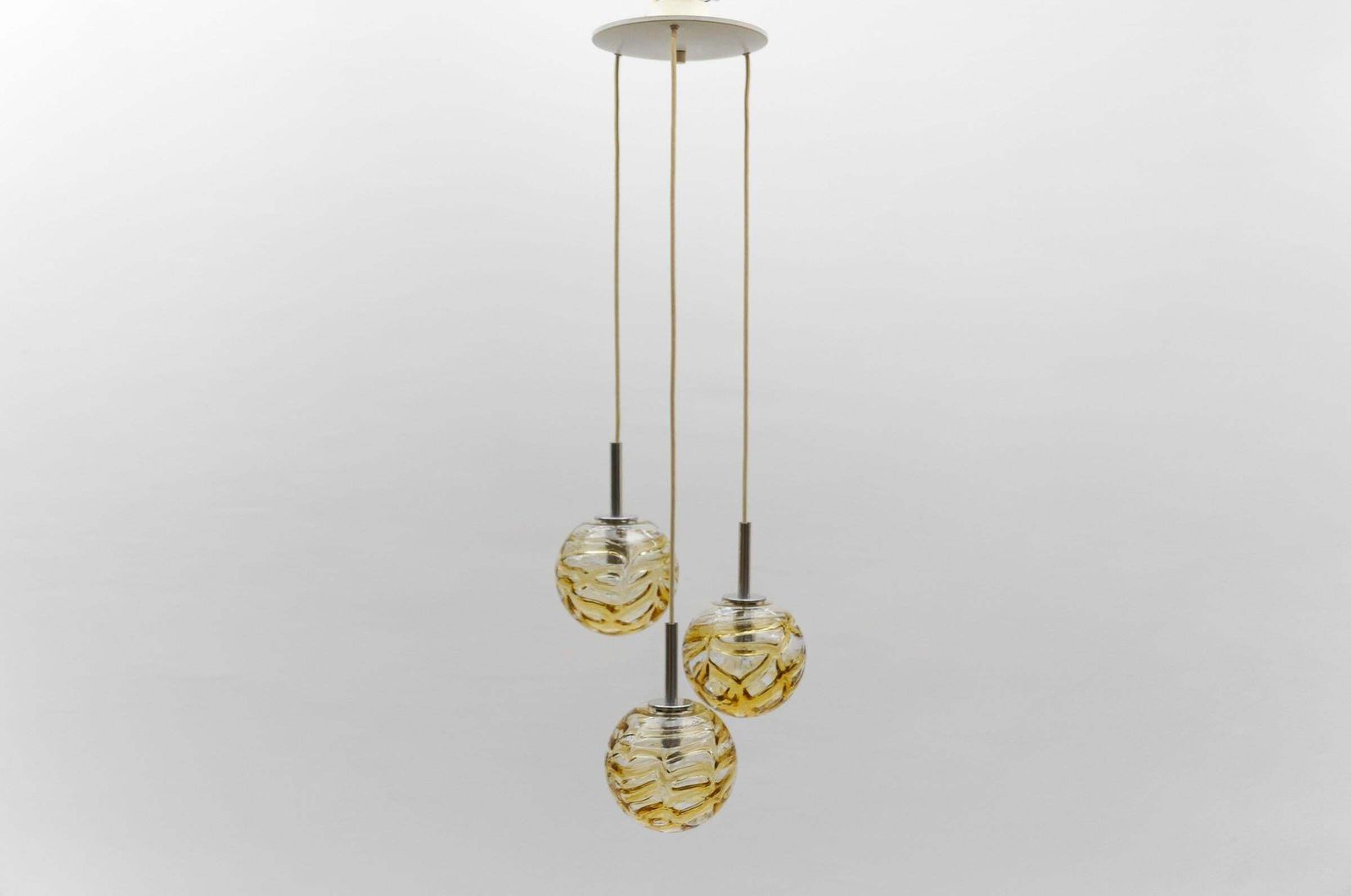Lovely Yellow Murano Glass Ball Pendant Cascading Lamp By Doria,   1960s Germany photo furniture