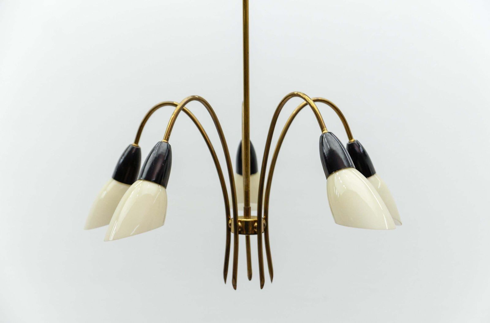 Lighting Awesome Brass Spider Lamp With Glass Shades, 1950s Italy photo