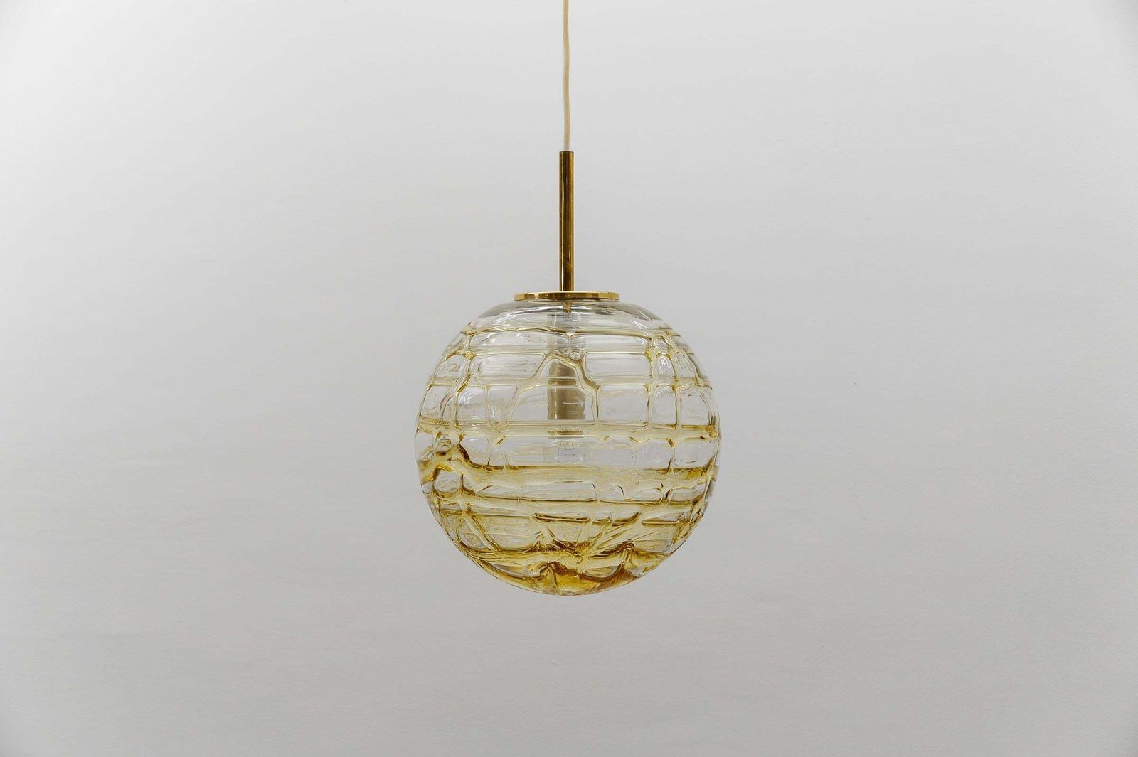 Lovely Yellow Murano Glass Ball Pendant Lamp By Doria,   1960s Germany photo Lighting