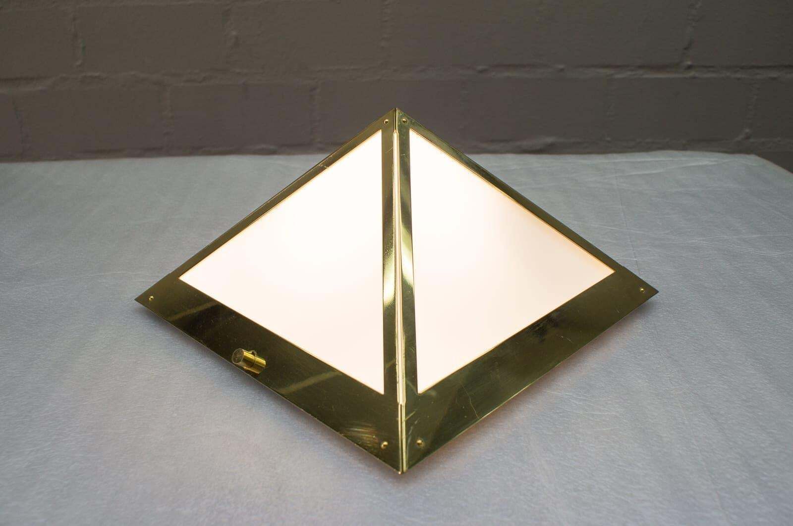 Elegant Wall Or Ceiling Lamps In Gold And Milk Glass By Limburg, Germany, 1970s photo buy