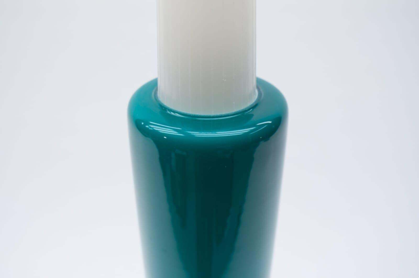 Rare Cylindrical Lamp In Petroleum Colored Milk Glass, 1960s photo vinterior