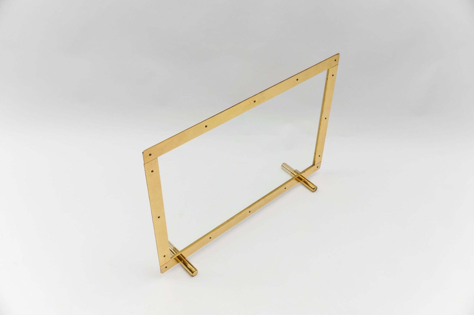 Elegant Mid Centutry Modern Fireplace Screen In Gold And Glass, 1970s Italy photo furniture