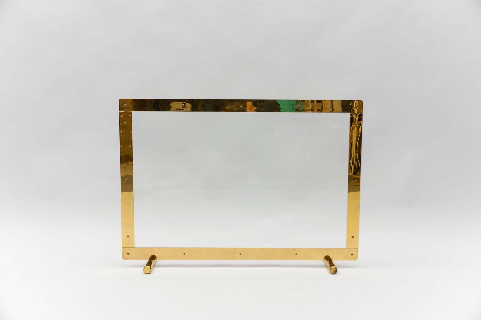 Elegant Mid Centutry Modern Fireplace Screen In Gold And Glass, 1970s Italy photo 1656.0
