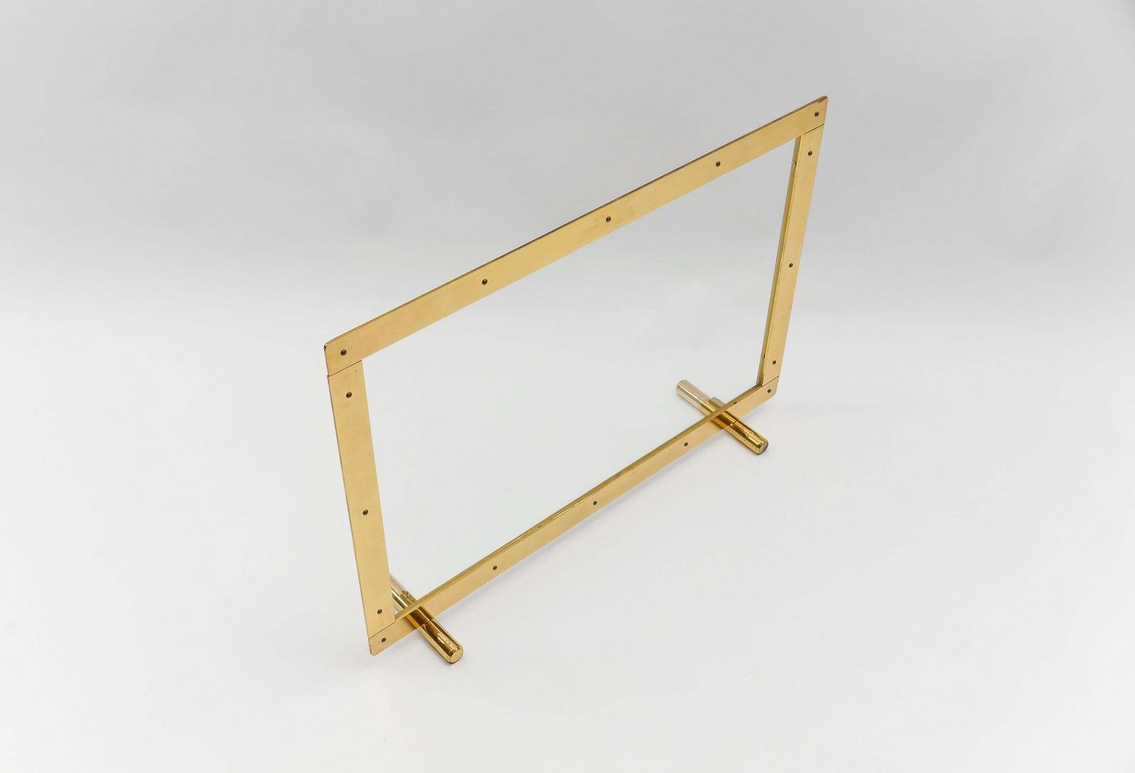photo for sale Elegant Mid Centutry Modern Fireplace Screen In Gold And Glass, 1970s Italy