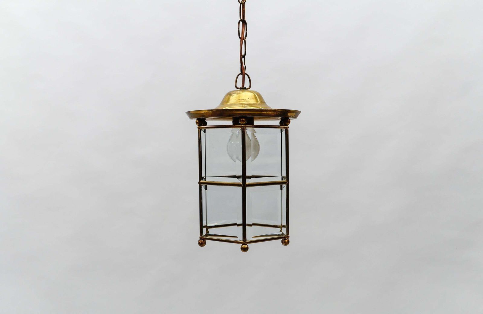 photo for sale Awesome Adolf Loos Lobmeyr Light Cut Glass And Brass, Austria 1930s