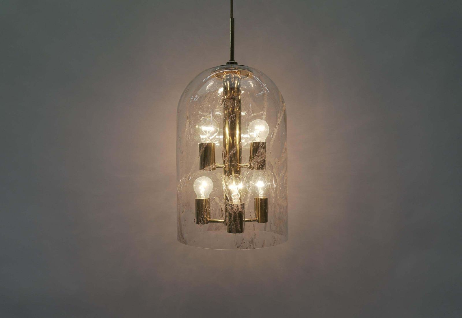 Lighting Lovely Large Hand Blown Glass Lamp With Six Lights By Doria, 1960s Germany photo