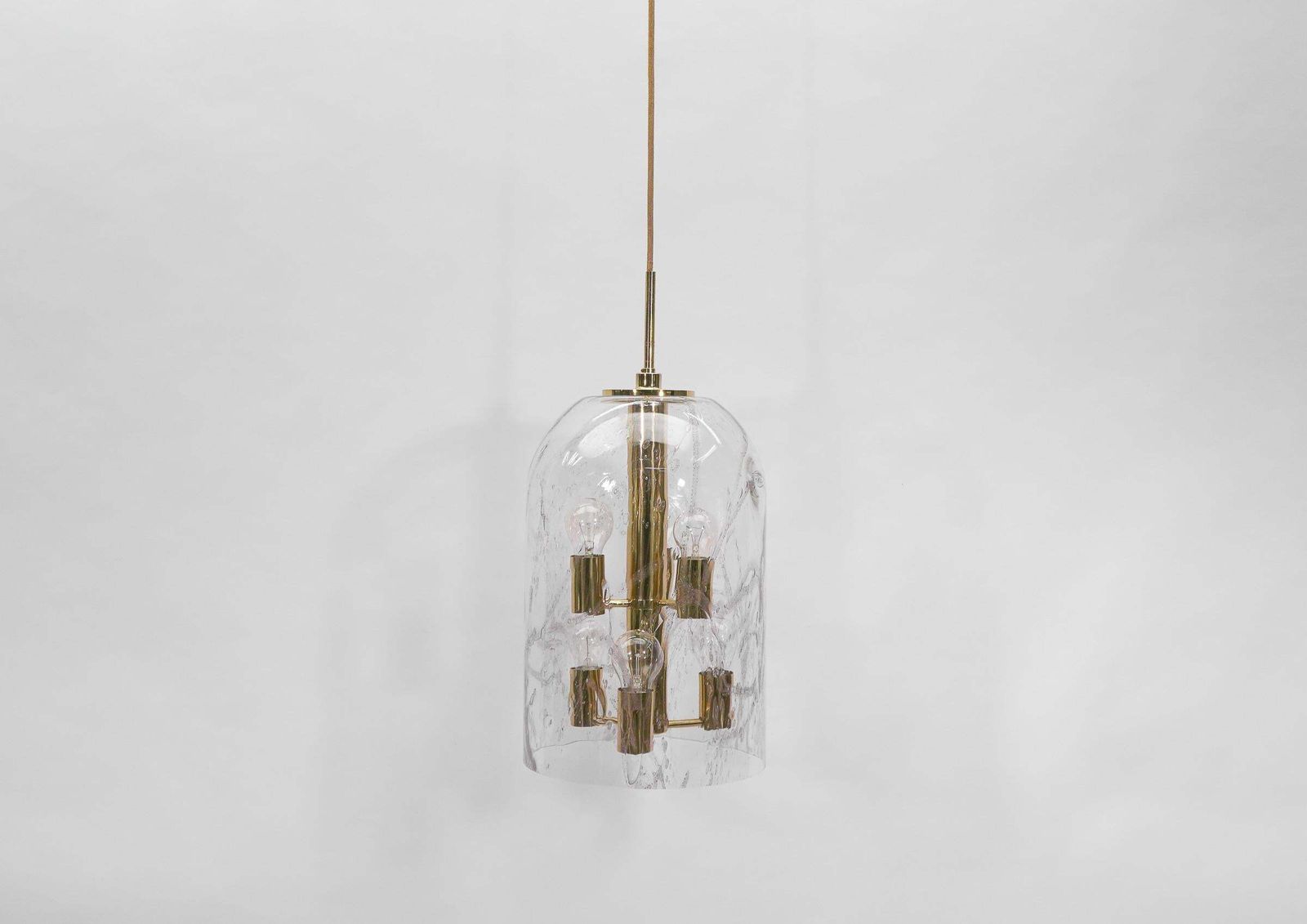 photo vinterior Lovely Large Hand Blown Glass Lamp With Six Lights By Doria, 1960s Germany