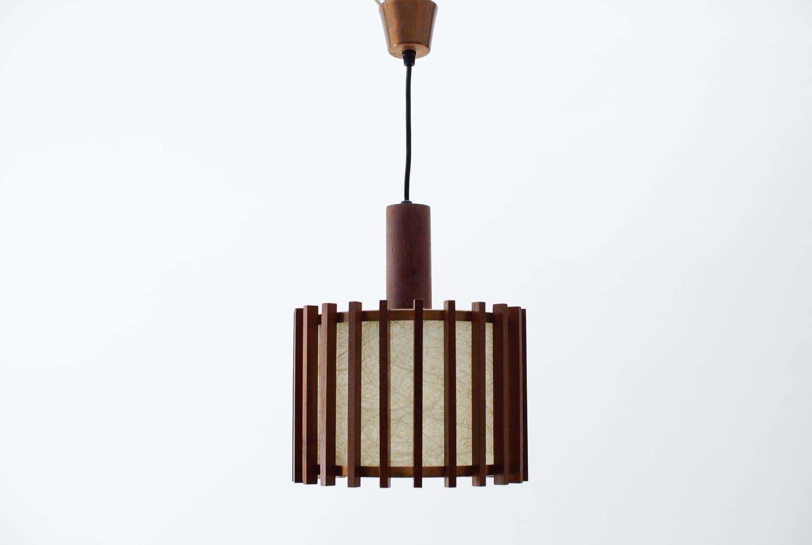 Pair Of Scandinavian Mid Century Modern Ceiling Lamps In Teak Wood And Copper photo furniture