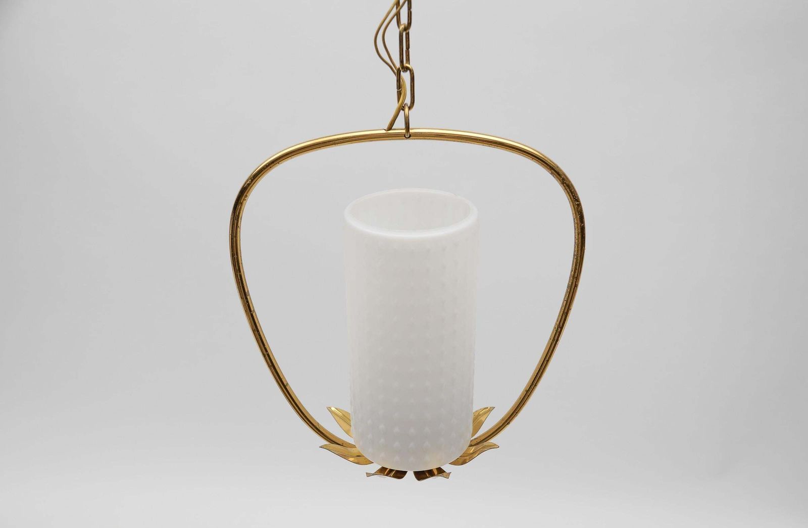 1. Of 2 Mid Century Modern Brass & Bubble Opal Glass Pendant Lamp, 1960s Austria photo buy