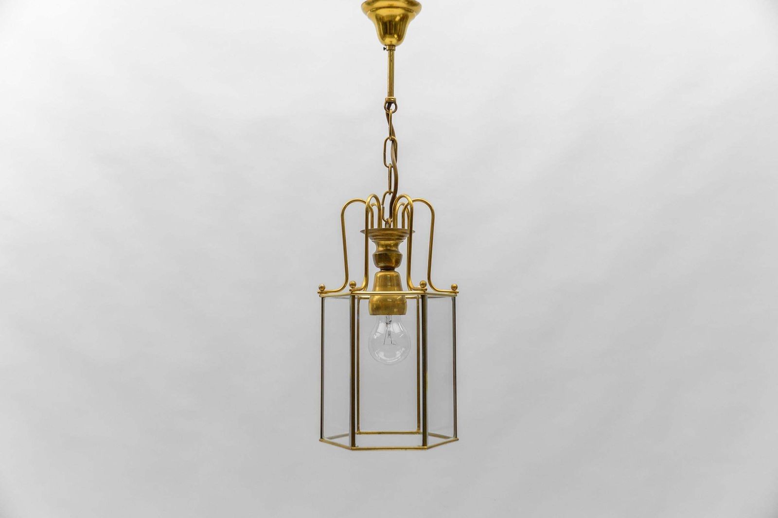 Art Deco Cut Glass Pendant Lamp In Brass, 1940s / 1950s photo furniture