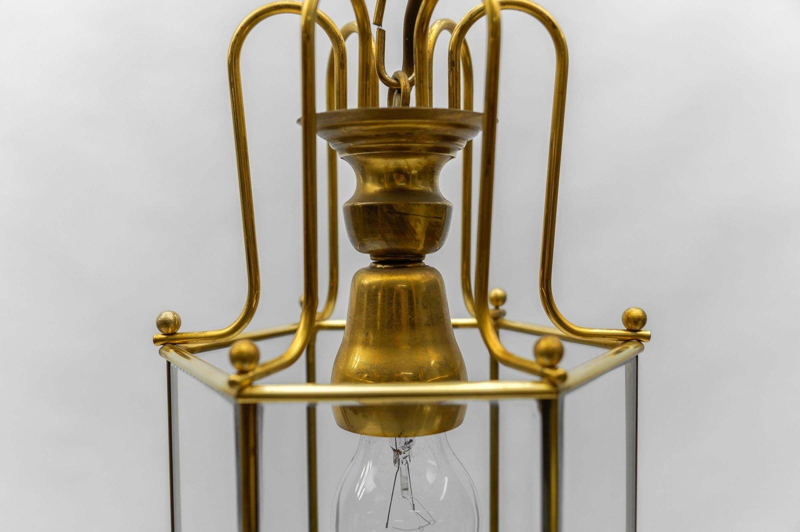 photo furniture Art Deco Cut Glass Pendant Lamp In Brass, 1940s / 1950s