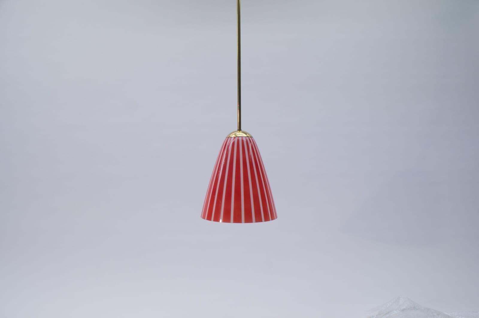 Elegant Mid Century Modern Pendant Lamp Made Of Brass And Glass, 1950s Austria photo 1189.0