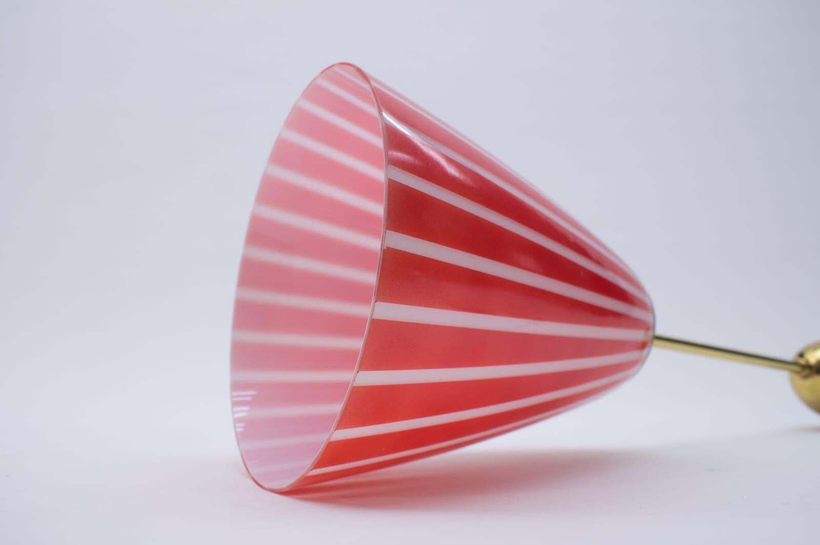 Elegant Mid Century Modern Pendant Lamp Made Of Brass And Glass, 1950s Austria photo vinterior