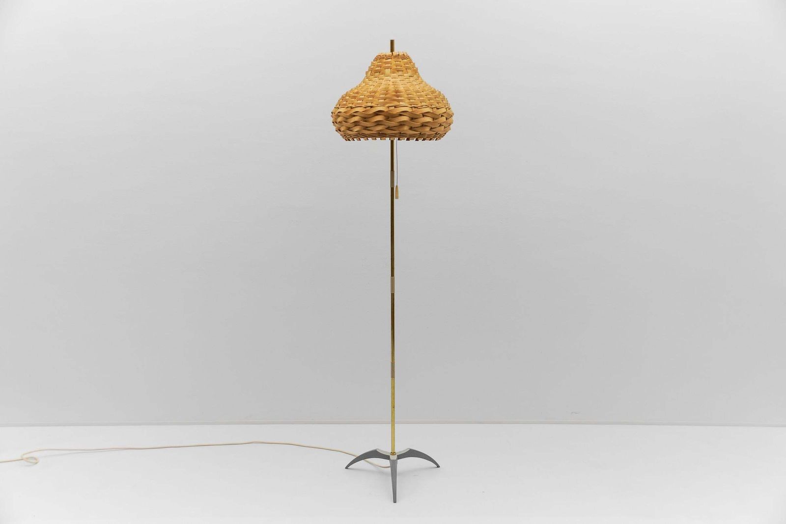 Mid Century Modern Tripod Brass Floor Lamp, 1950s Italy photo furniture