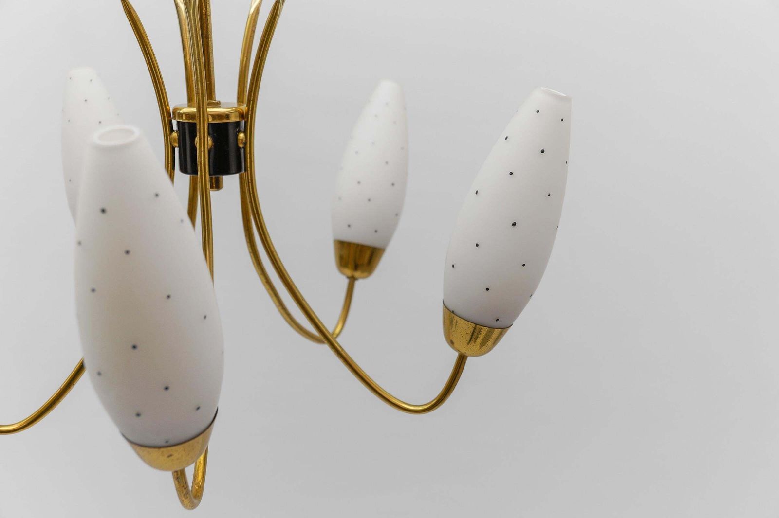 Lighting Awesome Brass Spider Lamp With Dotted Glass Shades, 1950s Italy photo