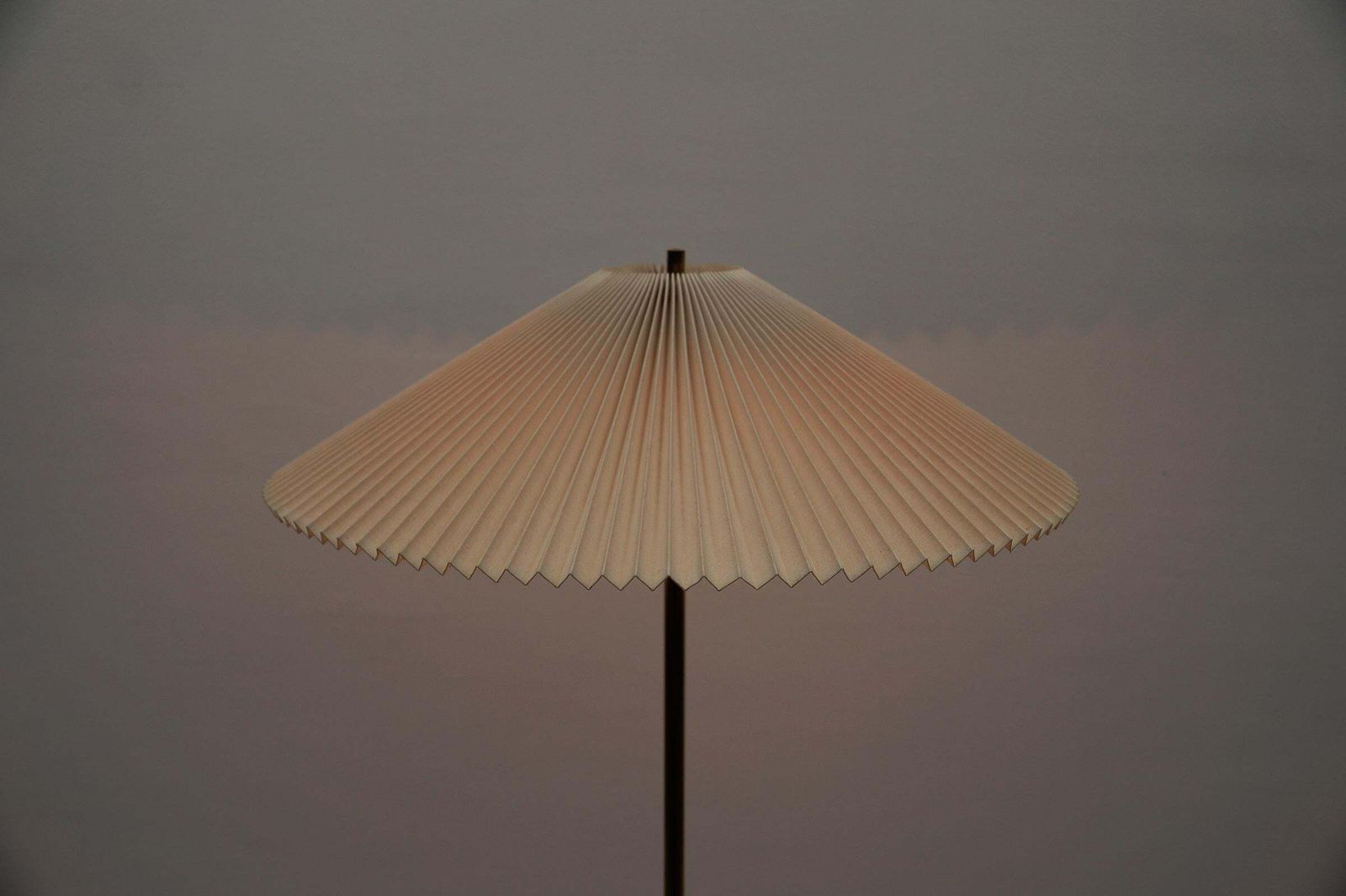 Mid Century Modern Tripod Brass And Folding Shade Floor Lamp In Japanese Style photo vinterior