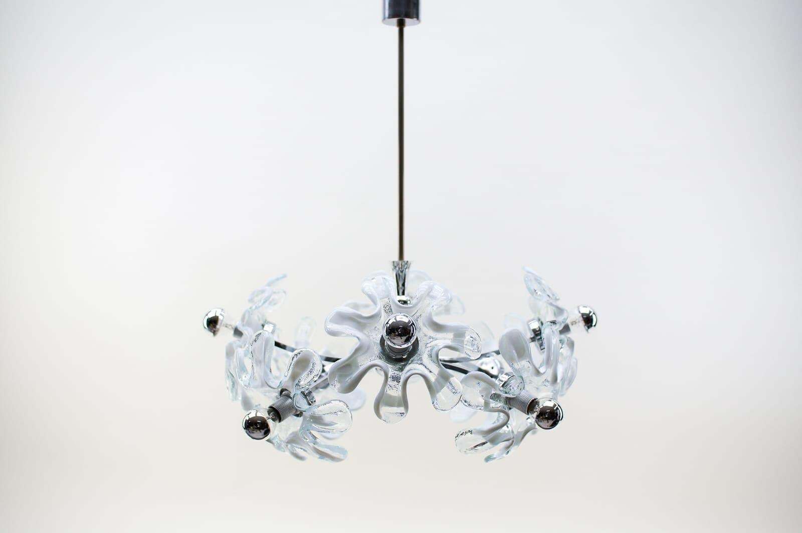 Space Age Chrome And Murano Glass Flowers Sputnik Lamp, 1970s photo furniture