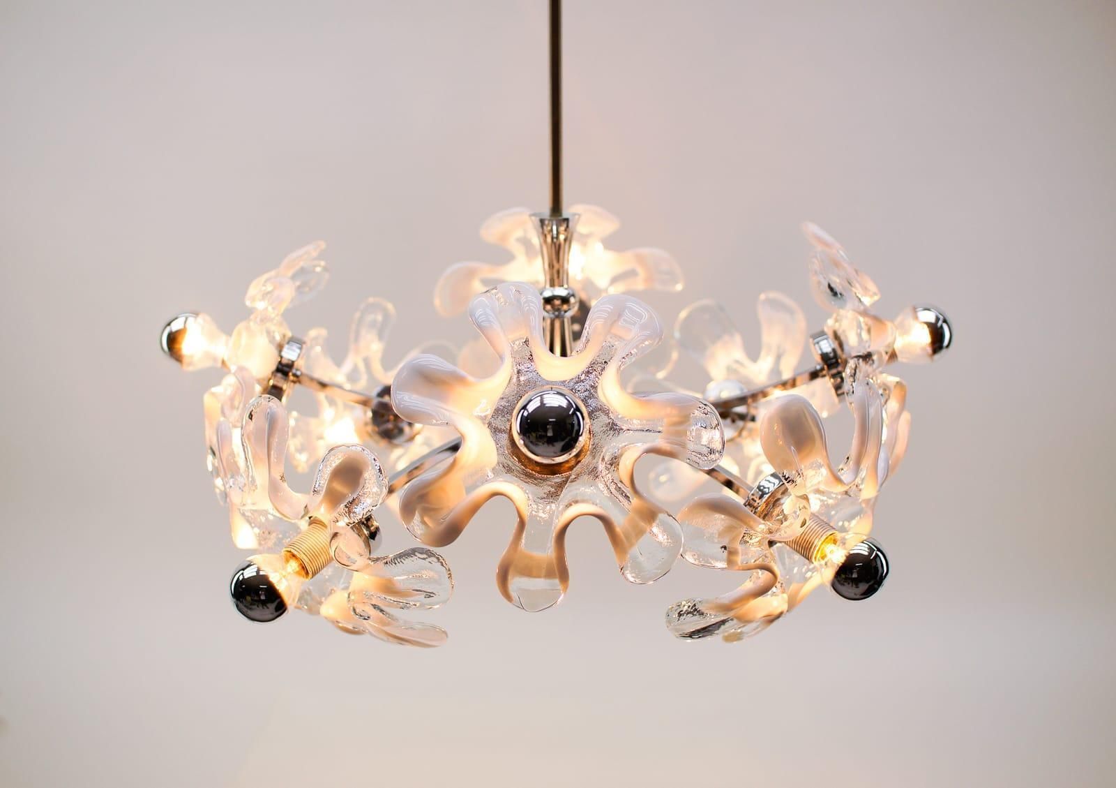 Space Age Chrome And Murano Glass Flowers Sputnik Lamp, 1970s photo 1274.0