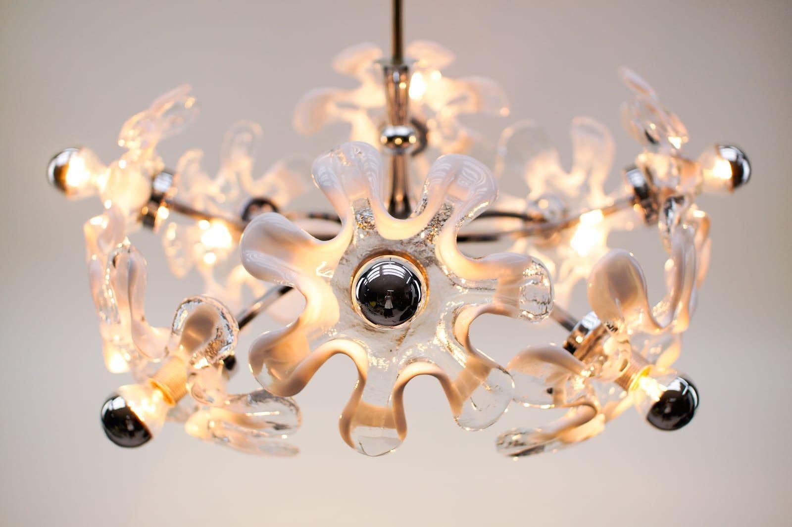 Space Age Chrome And Murano Glass Flowers Sputnik Lamp, 1970s photo buy