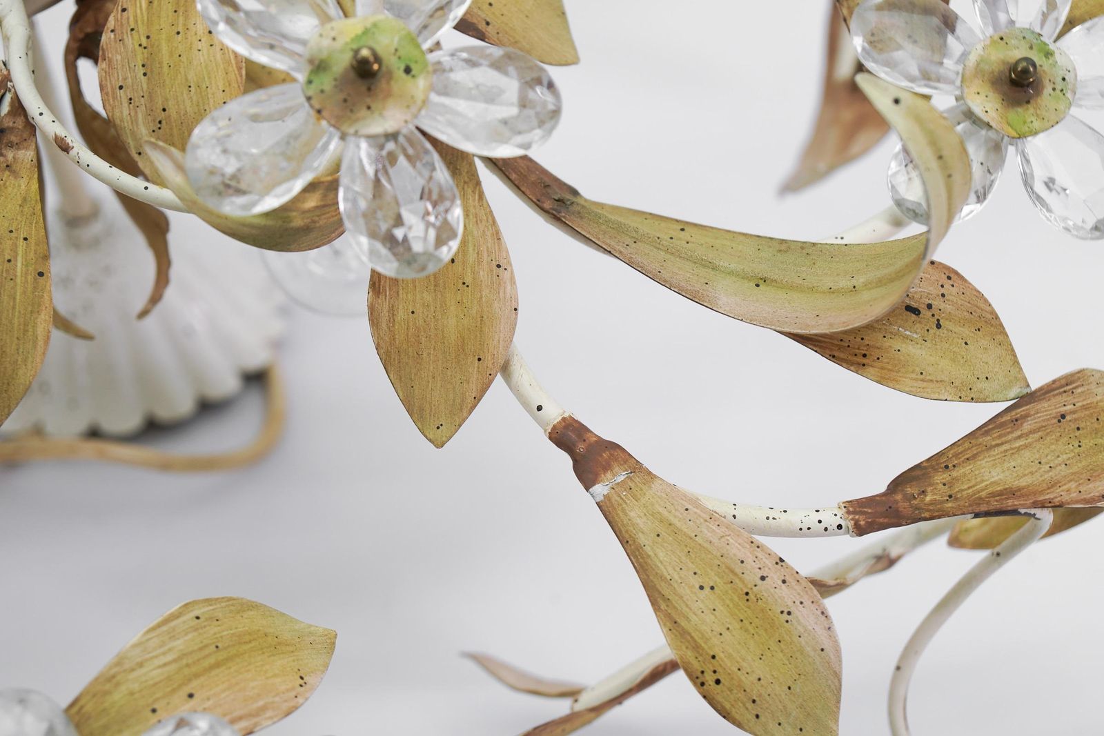 photo for sale Italian Crystal Glass And Metal Florentine Ceiling Lamp By Banci Firenze, 1960s