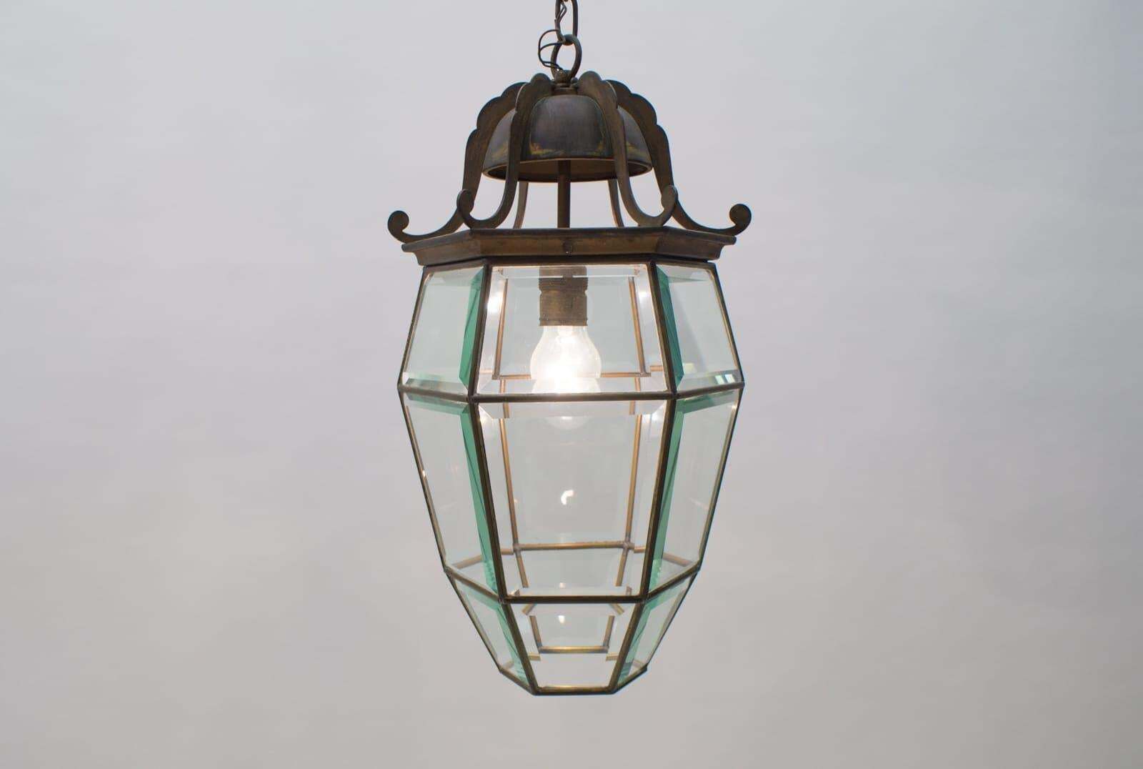 Lovely Adolf Loos Lobmeyr Style Light Cut Glass And Brass, Austria 1930s photo for sale
