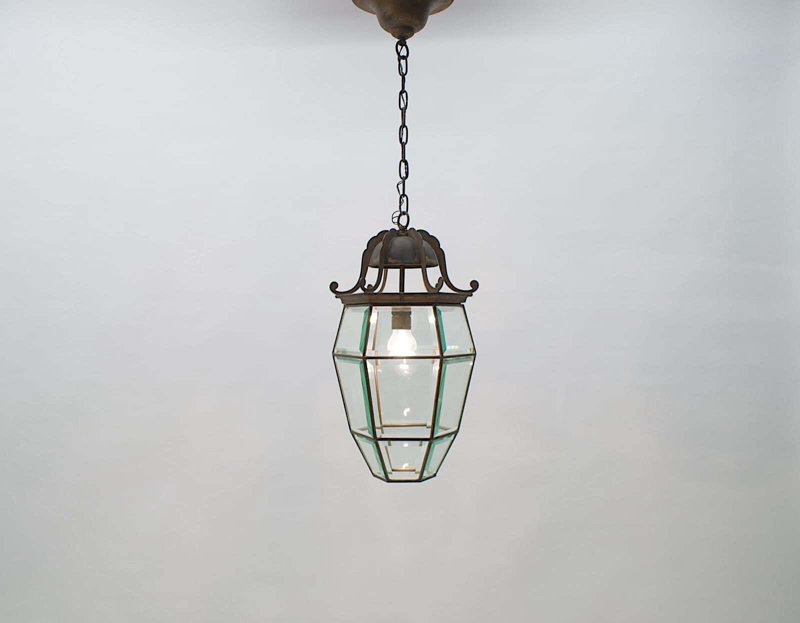 Lovely Adolf Loos Lobmeyr Style Light Cut Glass And Brass, Austria 1930s photo Lighting